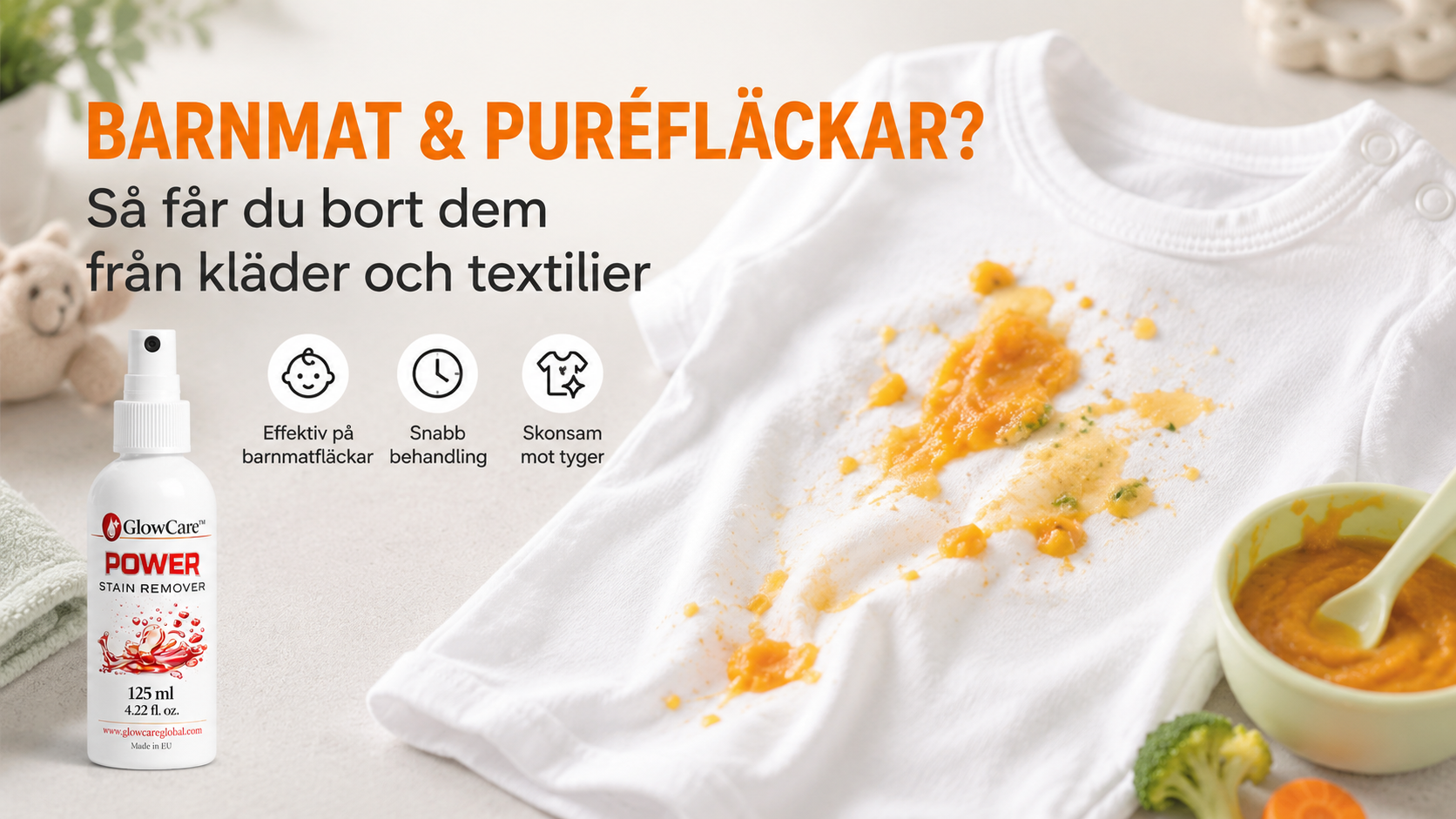 Hur får man bort barnmat- och puréfläckar från kläder?